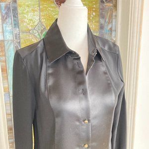 NWT Calvin Klein Sleek & Chic Black Long Sleeve Blouse